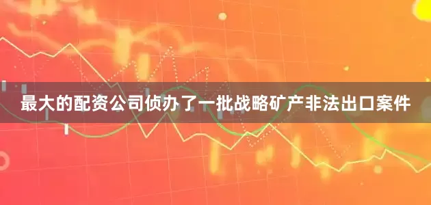 最大的配资公司侦办了一批战略矿产非法出口案件