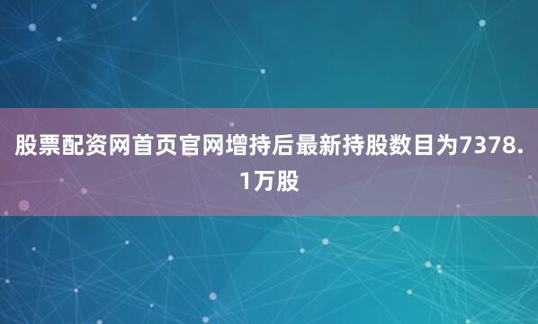 股票配资网首页官网增持后最新持股数目为7378.1万股